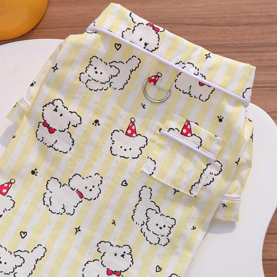 Pet Clothes with Cartoon Puppy Prints Soft Cotton-Feel with Easy Snap Closure Dog Shirt for Spring Summer