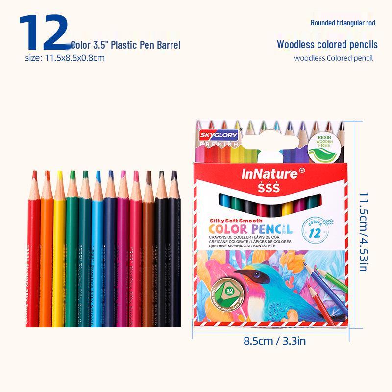 Eco-Friendly Hexagonal Oil-Based Colored Pencils - 48 Color Set for Students