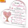 2D Flat, 1pc Bohemian Heart-Shaped To My Daughter Plaque - Pink Floral Tree & Butterfly Acrylic Wall/Table Decor Suitable for Birthday, Graduation Gif