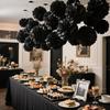 9 Pièces Décor Mural Noir pour Fête Décorations de Fête de Mariage Halloween Boule de Fleurs 3D Anniversaire Ensemble Boules de Fleurs en Papier Décoration de Maison