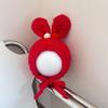Baby Beanies with Tie Warm Lining Furry Pompoms Rabbit Ears Hat Adjustable Size Plush Hat Lovely Photo Props
