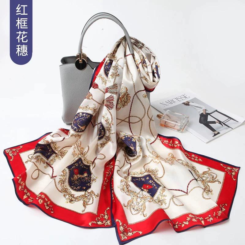 New 100% Natural Real Silk Scarf Women Luxury High Quality long  Fashion Neckerchief Lady Shawl Wraps Hijab Bandana Scarves