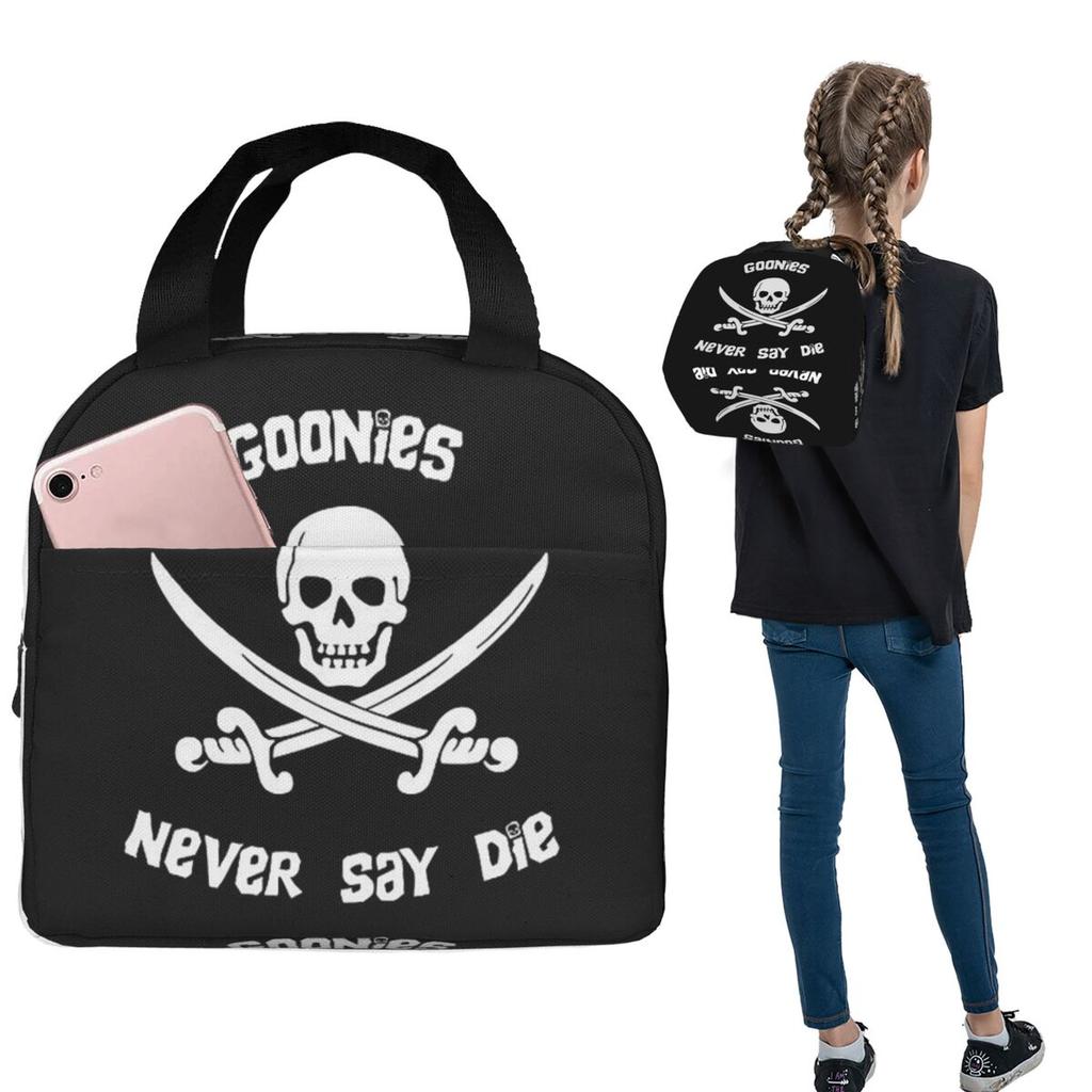 Goonies Never Say Die Insulated Lunch Bag for Women Kids Leakproof Food Boxes Thermal Lunch Box Tote