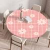 Plant Flower Patterns Round Tableclothes for Dining Table Fitted Table Protector Cover Elastic Edge Desk Decoration Waterproof