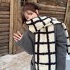 High Quality Curly Wool Scarf Korean Style Winter Cashmere Shawl Fashion Plaid Fleece Scarf  Female