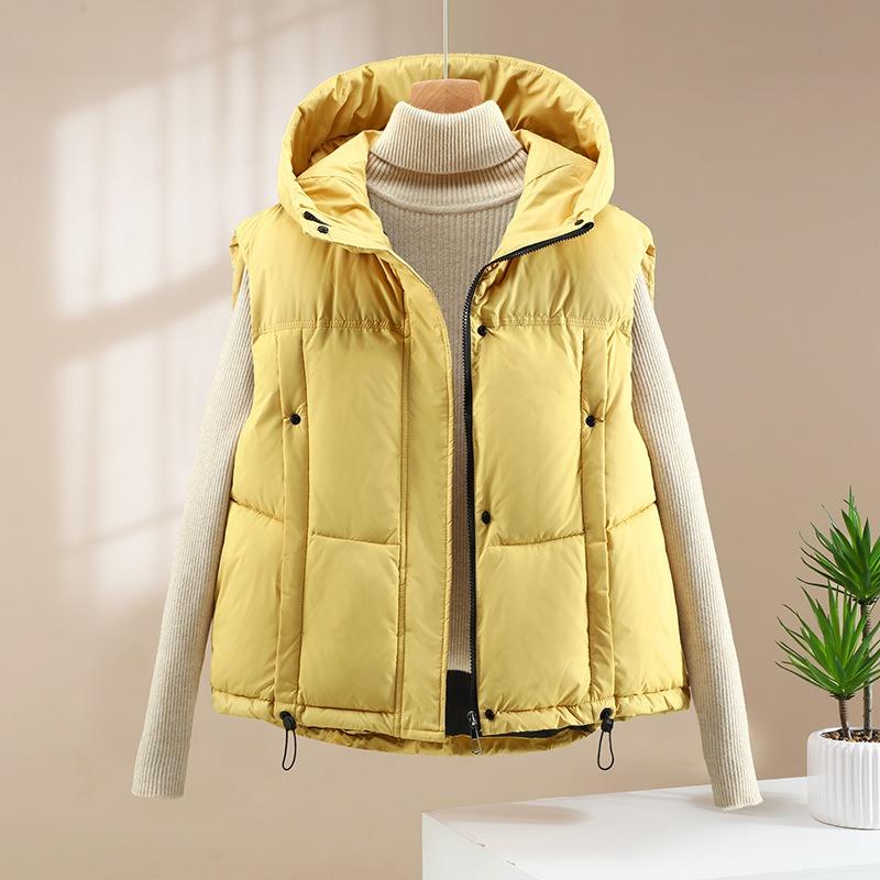 Autumn and winter new women's hooded down jacket vest short fashion thickened stacked thermal vest
