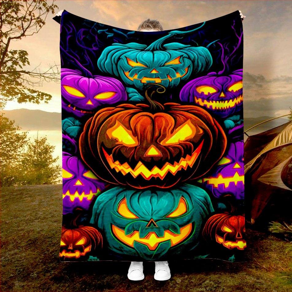 Spooky Ghost Castle Blanket Reversible Flannel Throw for Halloween Fun AllSeason Comfort Playful Fright Gift 75x90cm
