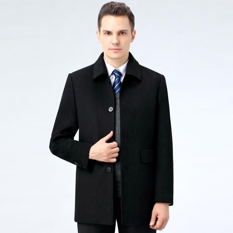 Business casual thickened removable goose down lining double-sided cashmere mid-length woolen coat men's coat windbreaker