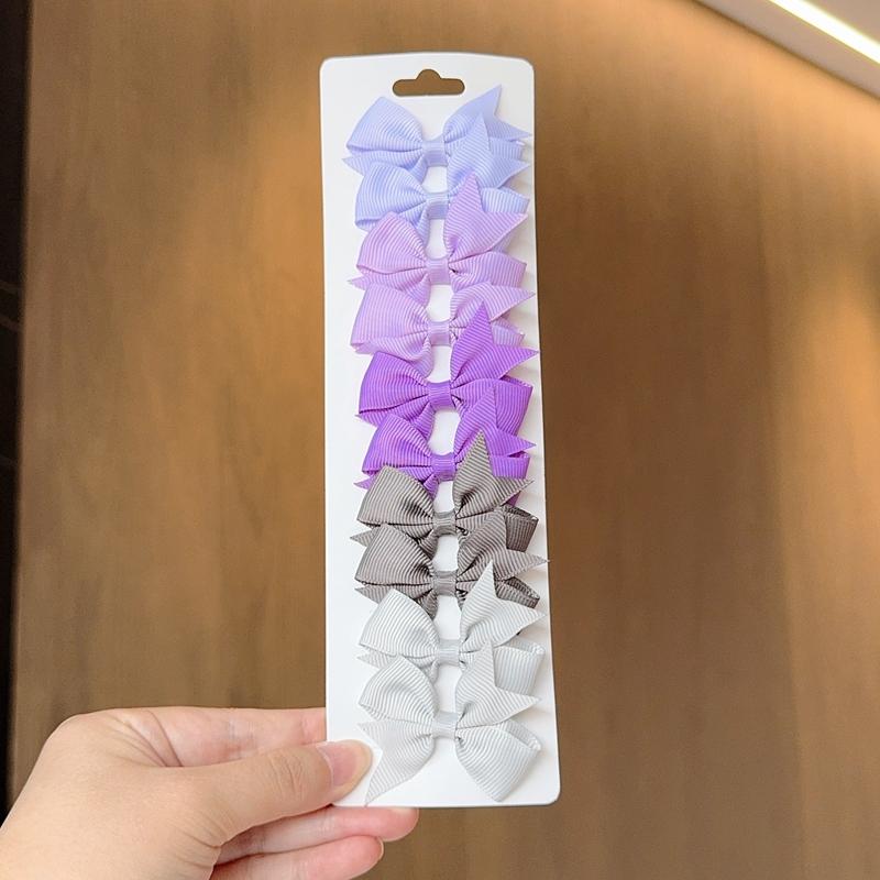 10Pcs/set Solid BB Hair Clips For Cute Girls Ribbon Bowknots Boutique Barrettes Hairpins Headwear Kids Hair Accessories Gifts