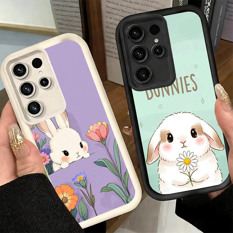 Handyhülle für Samsung Galaxy S26 S25 Ultra S24 FE Niedliche Cartoon-Hase Hasen-Schale S23 Plus S22 + S21 S20 5G Weiches Silikon Funda