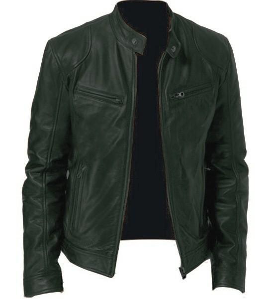 European and American men's clothing men's leather jacket popular PU jacket zipper stand-up collar punk men's locomotive leather jacket clip
