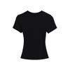 2025 Summer Kardashian Style Ribbed Short Sleeve Top - Solid Color & Sexy Round Neck