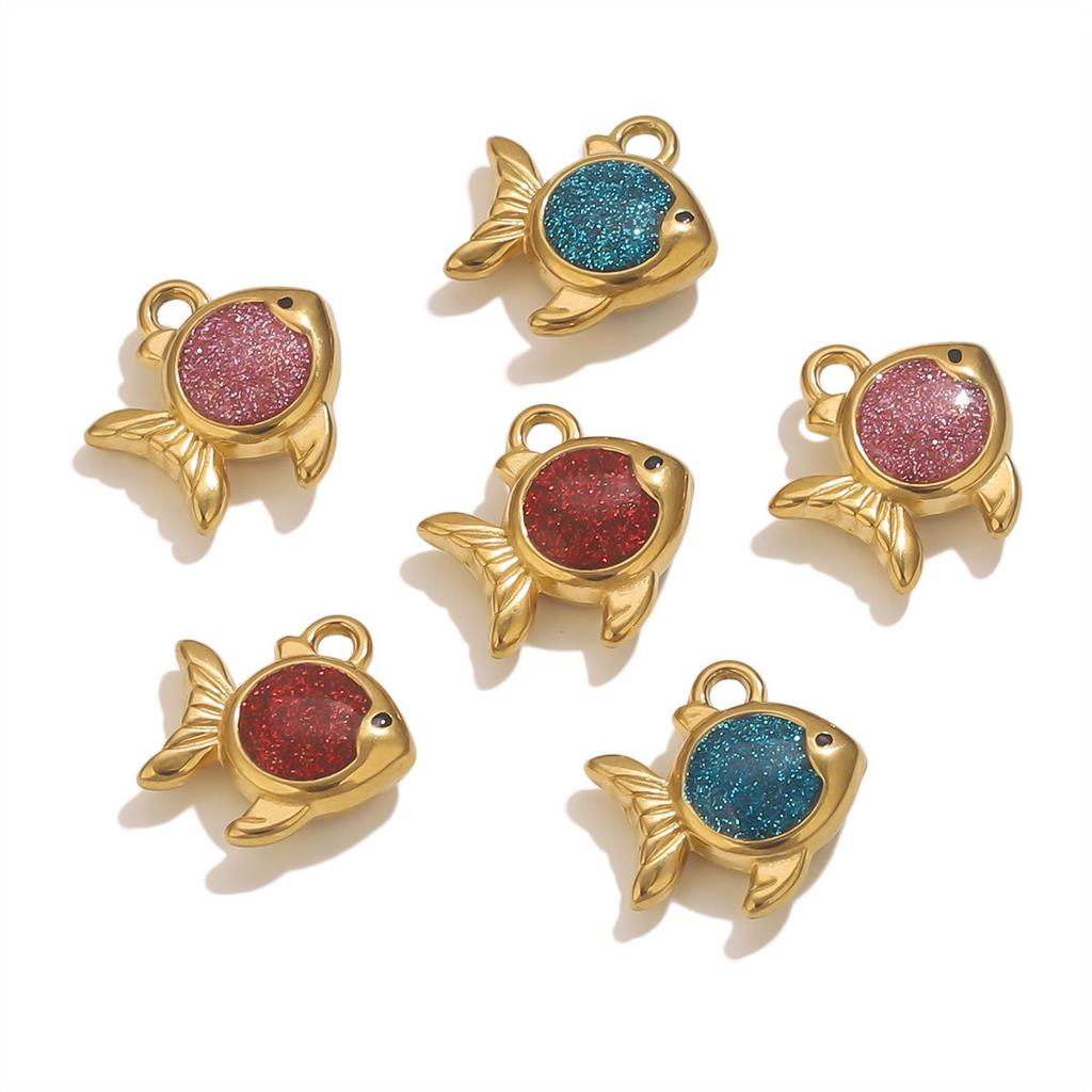 Yori 5pcs Gold Dripping Fish DIY Pendant Stainless Steel Waterproof Jewelry Cute Cartoon Pendant DIY Fun Accessories 2025 NEW