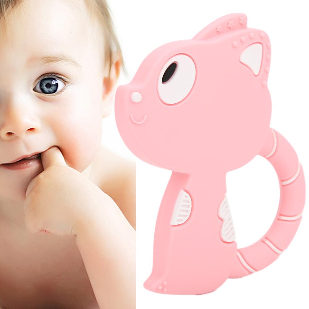 Baby Teething Toys Cute Cartoon Animal Shape Silicone Teether for Baby Kid ChildrenPink