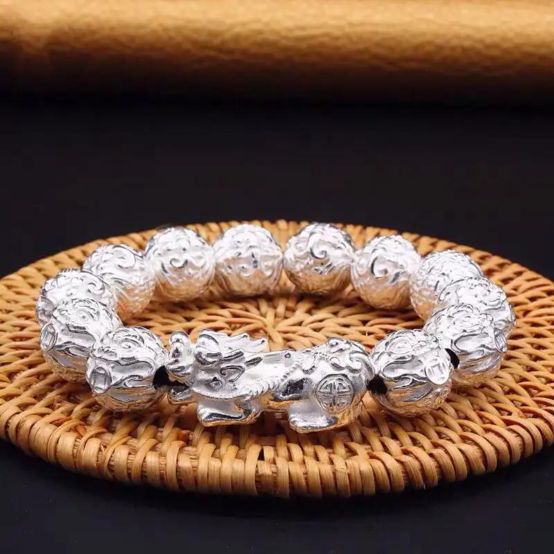 Pixiu, Solid Whole Foot Bracelet, Men and Women's Wealth Source, Rolling Buddha Bead Bracelet