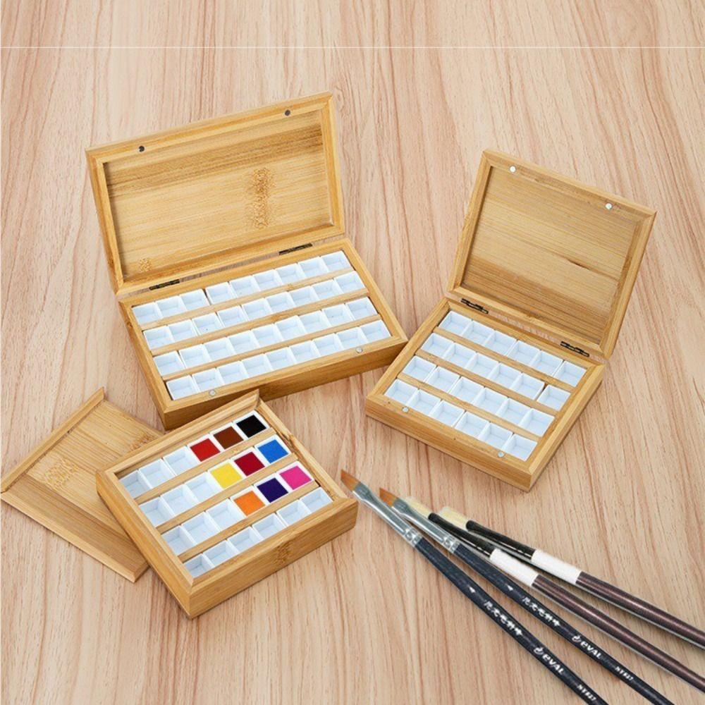 Mit Deckel Aquarellkasten Leer Bambus Farblagerbox Neue Farbpalette Malerei Kunstbedarf