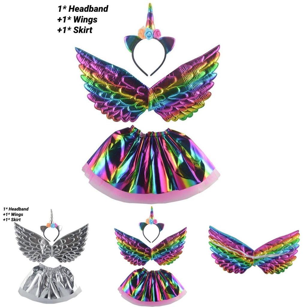 Fünf Baby Fortune Einhorn-Kostümset Regenbogen Gold Silber Kinderparty-Auftrittskleidung