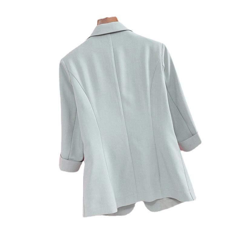 Giacca da abito verde con maniche a tre quarti per donna, estiva, nuova, slim casual, slim, piccola, da donna