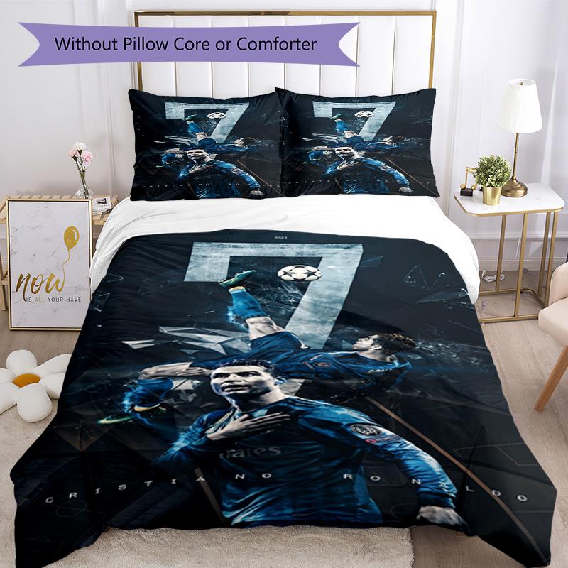 Cristiano Ronaldo Bedding Set Breathable Duvet Cover with Pillowcases Decorative Bed Linen for Bedroom Home Decoration Birthday Gift
