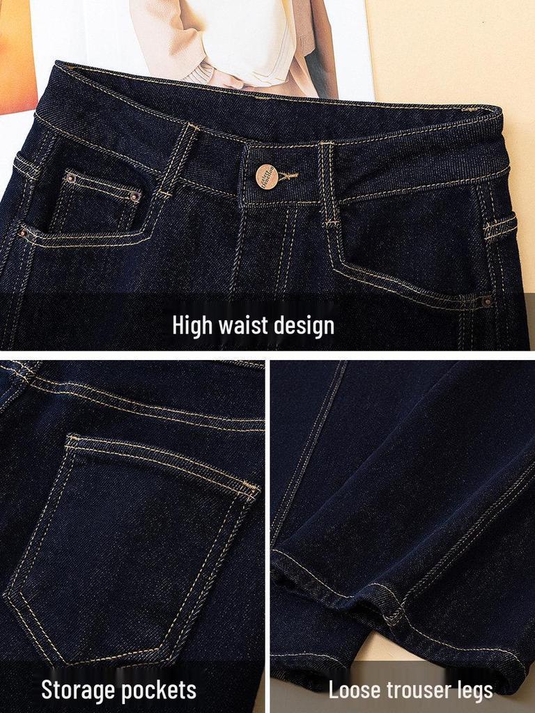 Women's Retro Light Denim Straight-Leg Pants for Spring & Autumn 2026 - Pear-Shaped Fit