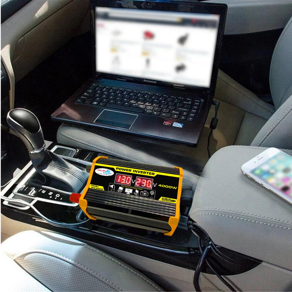 Giallo QWLHZW Mostra 110V LED//Peak 4000W 12V a 220V Car Power Inverter convertitore Adattatore Dual USB trasformatore di Tensione Onda di Seno modificata Color Name : 12V to 110V Black