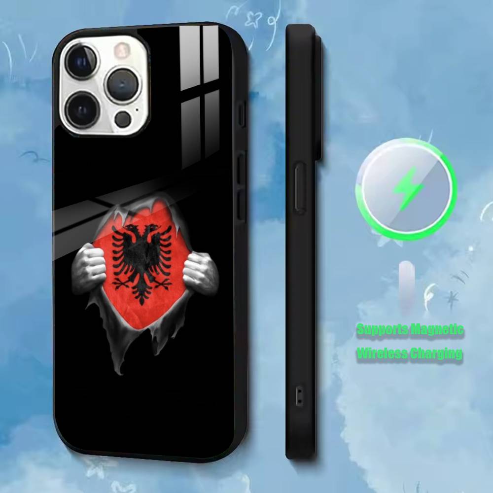 Illyrian Albania Logo Eagle Phone Case For iPhone17,16,15,14,13,12,11 Plus,Pro Compatible with magnetic wireless charging iPhone12mini