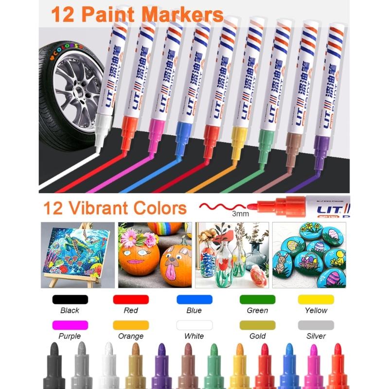 Tire Paint Pen Long Lasting Car Wheel Touch Up Paint Marker Pen Waterproof Oil Based Formula for Tire Restoration