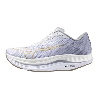Wave Rebellion Flash 2 Buty do biegania z grubą podeszwą, Męskie, Białe/Złote/Jasnoszare, 25,0 cm, 3E, Jogging, Maratony, Trening, Sport,