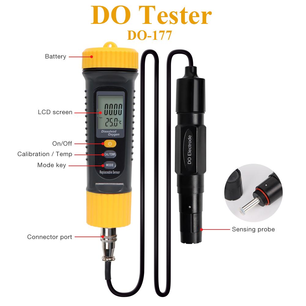 Bluetooth Dissolved Oxygen Meter 0-20mg/L DO Tester Oxygen Contents Detector Digital Water Quality Analyzer for Pool Aquarium