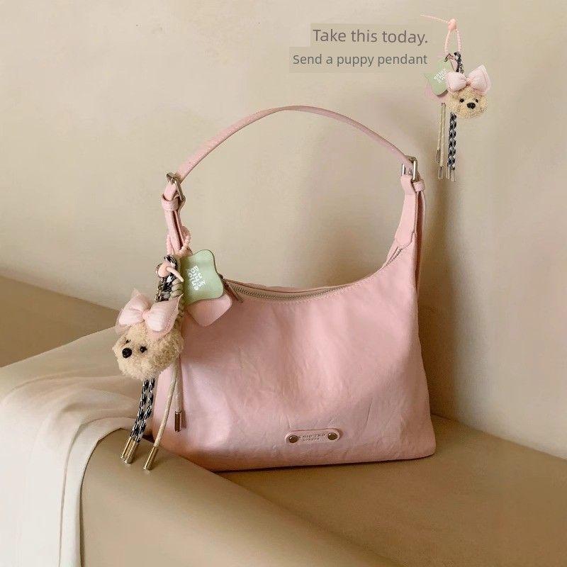 

South Style Chio2nd Summer Ring Island Tote Bag Women Portable Shoulder Underarm Bag Commuter Large Bag Messenger Bag Light pink