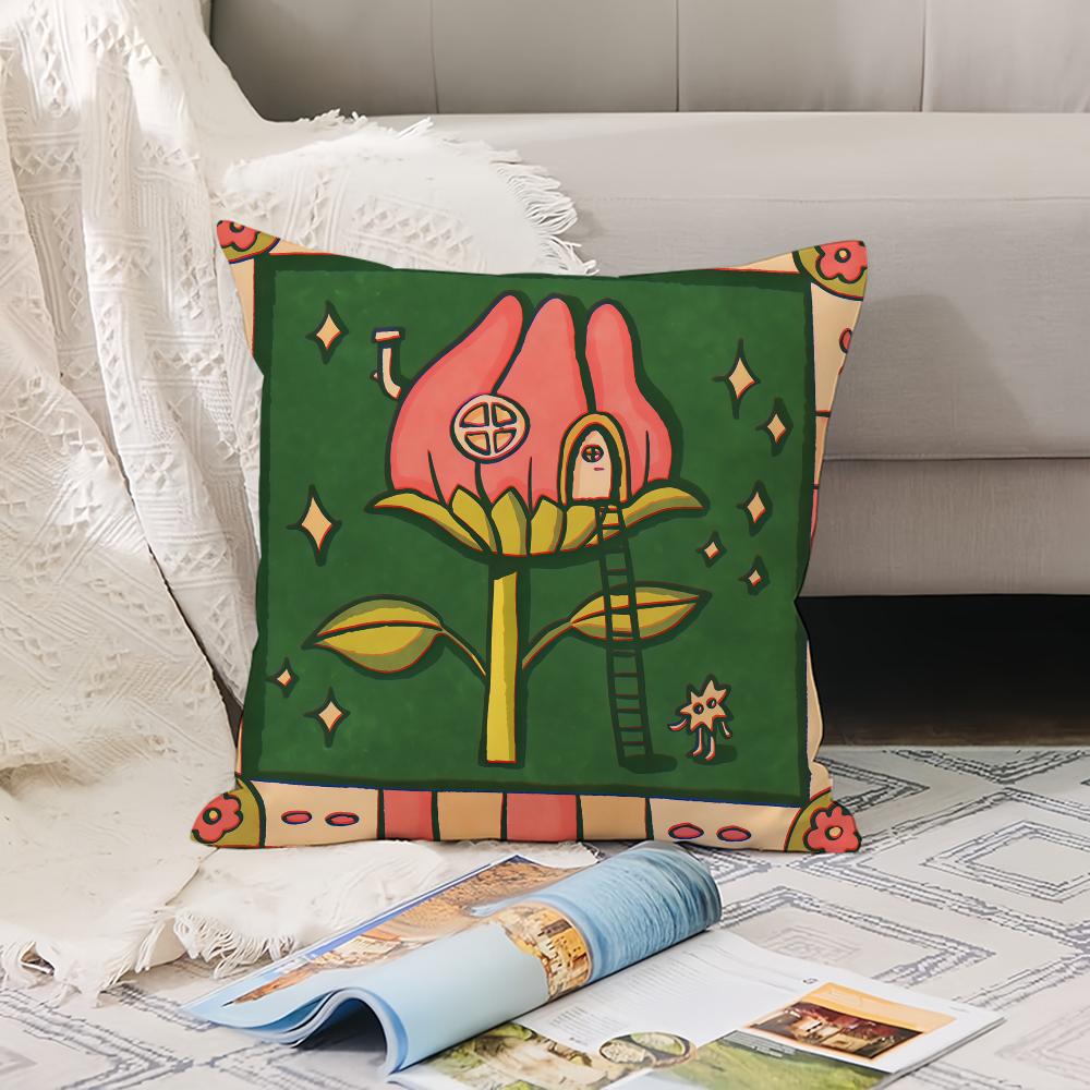 

Fashion print Flowers cute Pillow Case Office Cushions Suitable For Sofa Car Bedroom Decorative Cushion Cover 12x12Inch