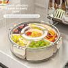 Six-point Rotating Fruit Plate with Handle, Sealed Moisture-proof Dried Fruit Plate, Portable Household Round Snack Box with Lid