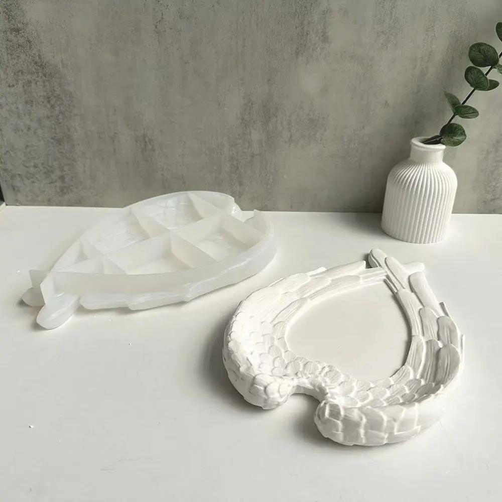Wings Love Tray Silicone Mold DIY Tree Stump Dish Concrete Cement Plaster Resin Mold Storage Tray Plate Mould Home Decor