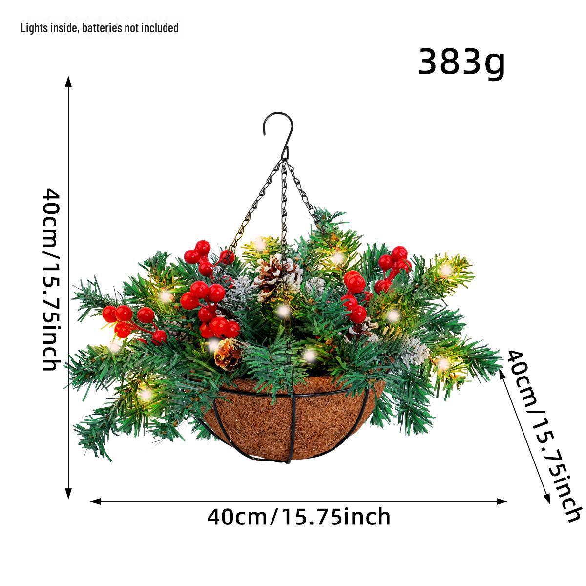 Рождественский подвесной венок в корзине – Искусственное праздничное украшение