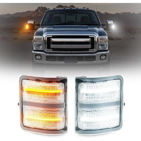 

NJSBYL LED Switchback Mirror Lights for 2008-2016 F0rd F250 F350 F450 F550 Super Duty Truck Sequential Amber Turn Signal Blinkers White DRL Running c.f250 side mirror marker