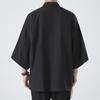 2023 Men's Casual Chinese Style Ice Silk Cardigan - Solid Color, Loose Fit, Three-Quarter Sleeves