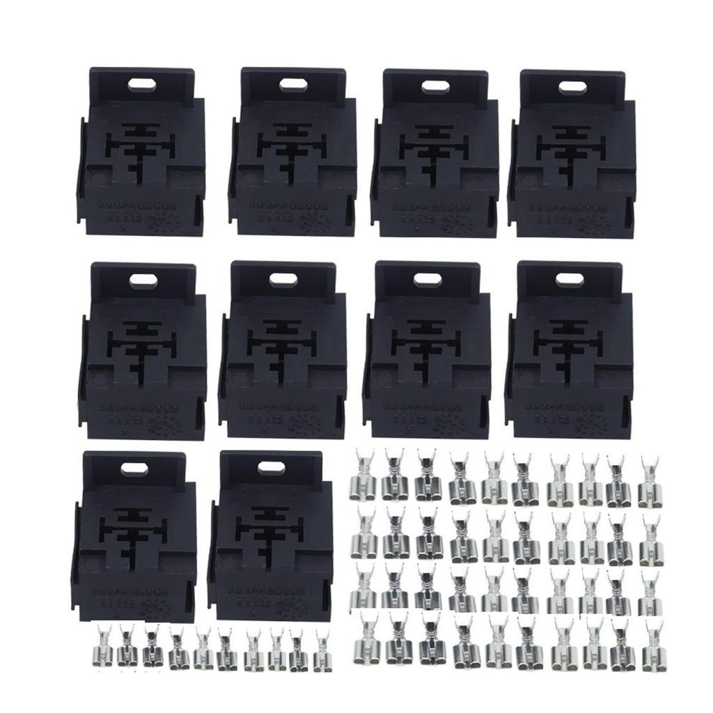 10Pcs Mini Relay Connector Sockets Easy Installation 5 Pin Auto Accessories Complete Set Sturdy