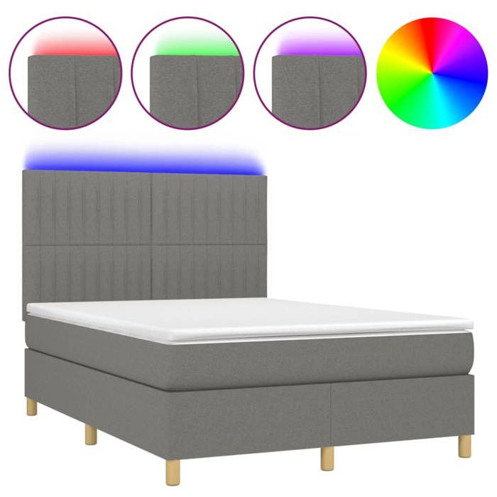 VidaXL Sommier à Lattes de Lit avec Matelas et LED, Lit Rembourré, Lit Double, Lit Adulte de Chambre à Coucher Intérieur, 3135598