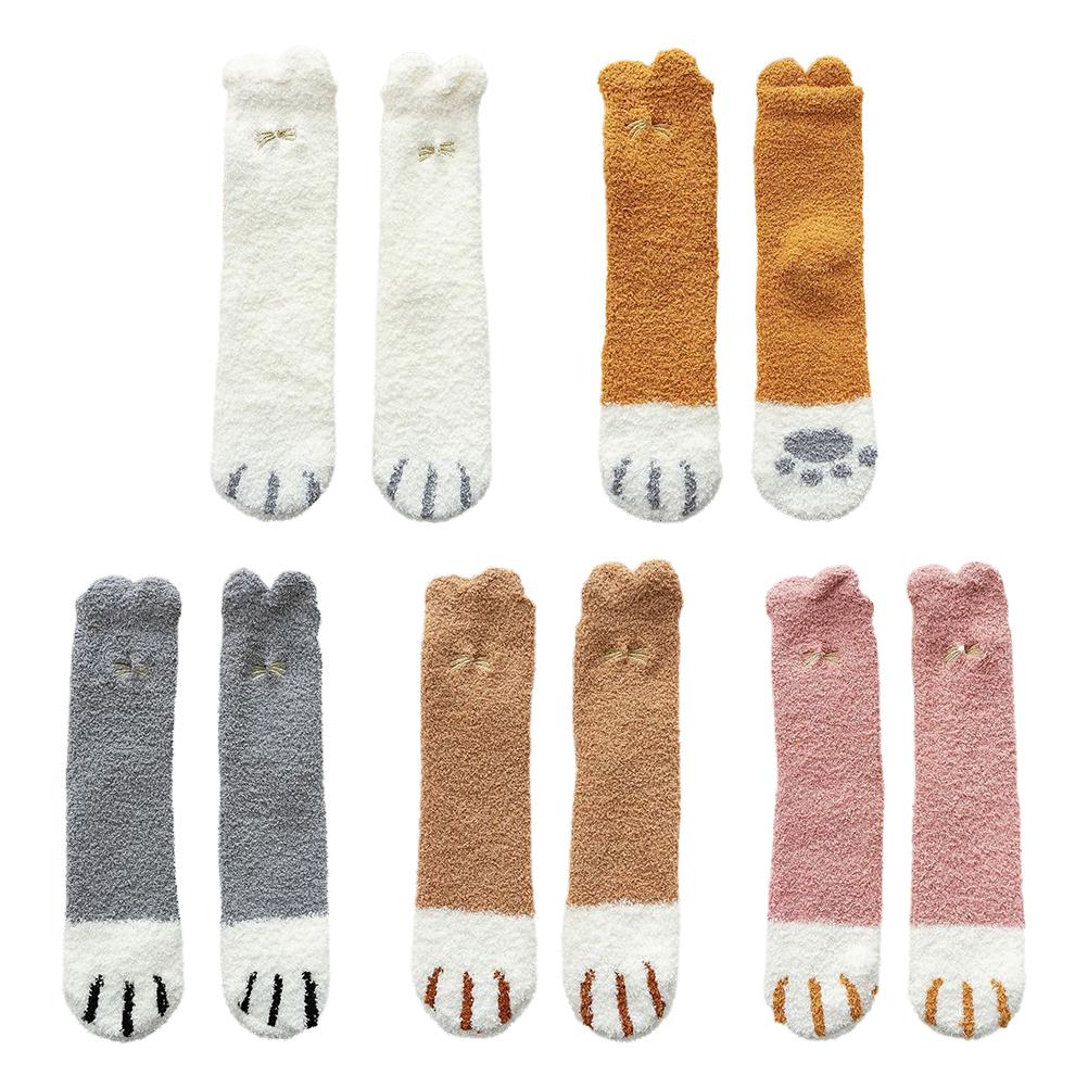 Cat Paw Socks Plush Slipper Sock Soft Comfortable Winter Fluffy Home Sock