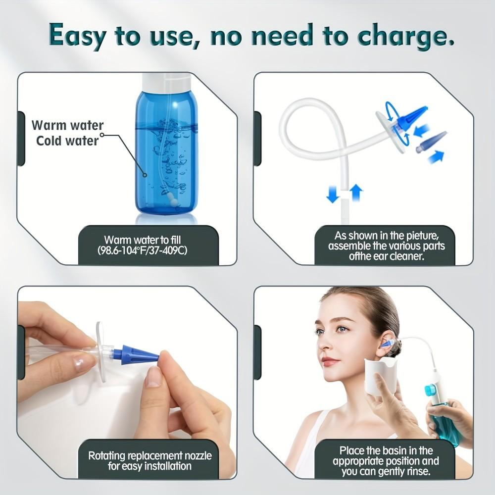 Ear Wax Removal Kit, Manual Ear Irrigation Flushing System, Non-Electric Ear Cleaner Set with Full Cleaning Tools