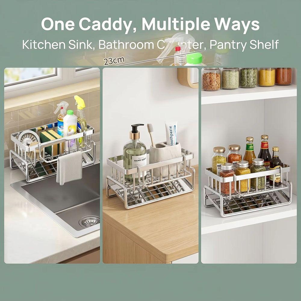 Multi-Functional Kitchen Sink Draining Rack Stainless Steel Sink Organizer Bathroom