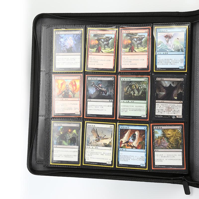 Pokémon & Magia: Pasta de Cartas de Couro PU com 12 Bolsos para The Gathering - Capacidade para 480 Cartas