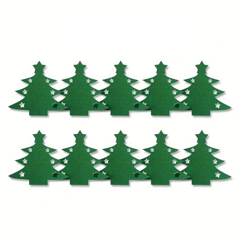 Festive Dining Table Accessories Felt Utensil Holders Festive Christmas Tree Shaped Felt Cutlery Holders Mats for Holiday Table