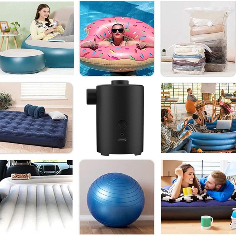 Compacts Rechargeable Air Pumps For Inflatables with 4 Nozzles Fast Flows Overheats Protecting Outdoor Travel Essential