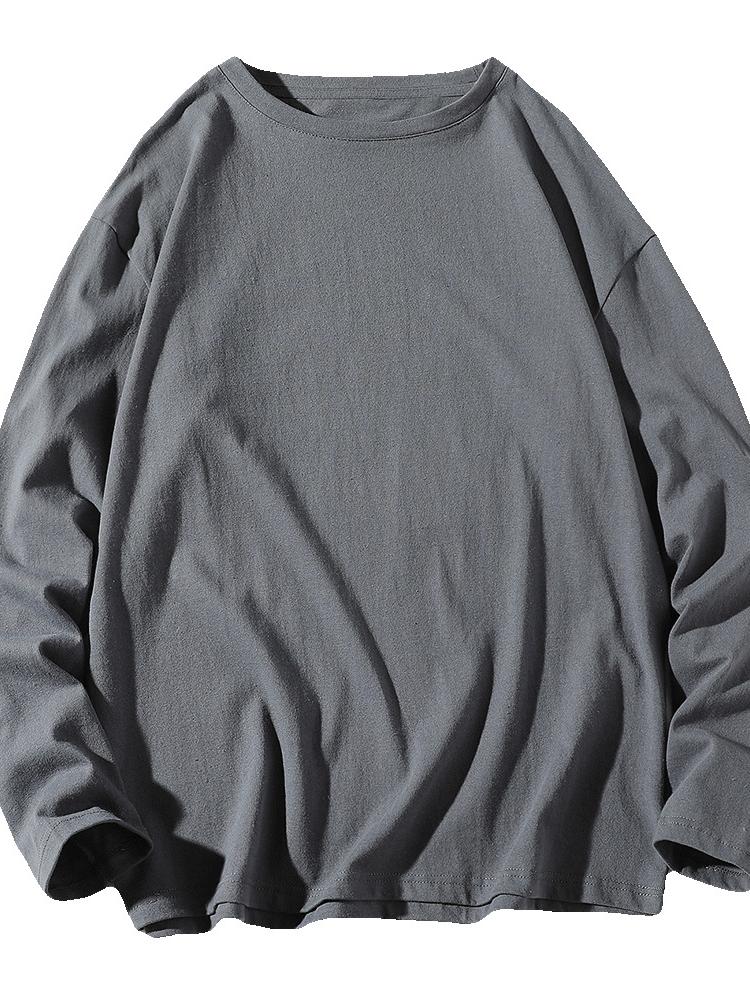 Spring and Autumn Basecoat Men Long Sleeve T-shirt Men Sweater Men Long Sleeve T-shirt Fashion Autumn Clothing White Men Top