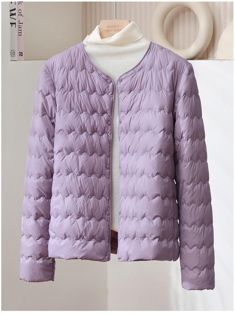 

Women s Convertible V-Neck Down Jacket with Wave Pattern – 90% Down, Autumn/Winter Style XL (120-135 cm) світло-фіолетового кольору