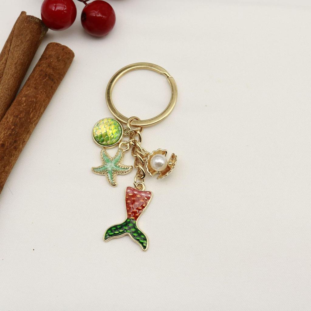 Mermaid Seashell Drip Oil Keychain & Backpack Pendant