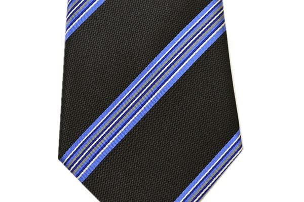 Paul Smith Brand Name Tie Striped Tie, (8cm Wide), (Black/Blue (PS31)) [Used]