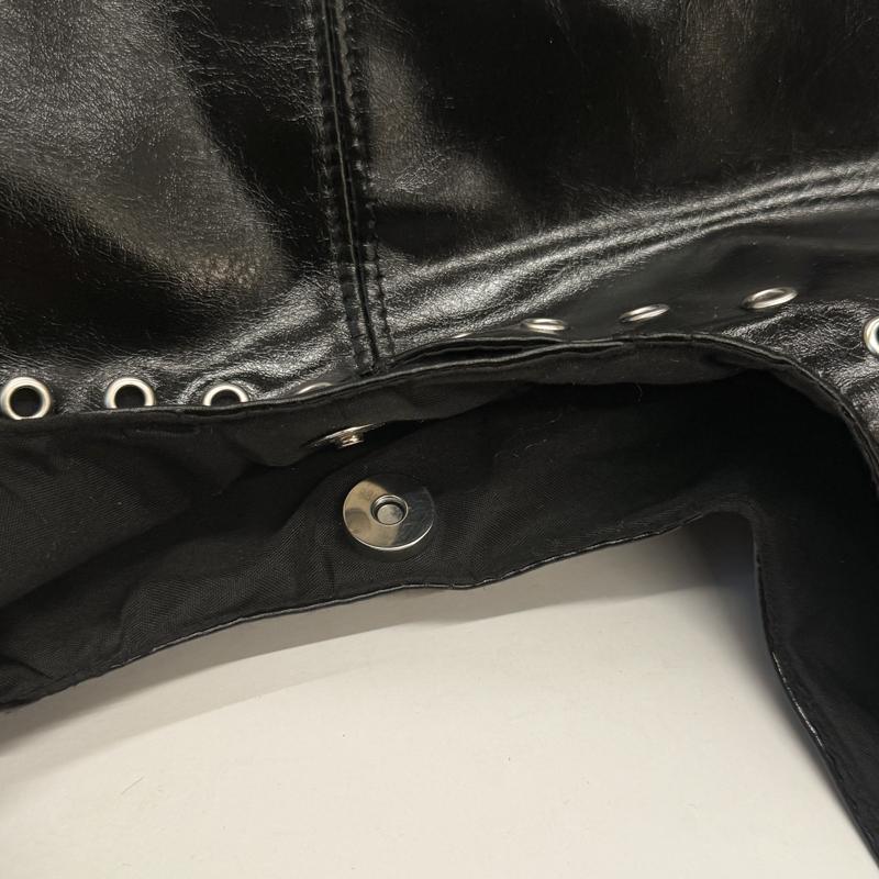 Studded Leather Hobo Bag with Open Top Design Large Capacity Fashion Shoulder Bag