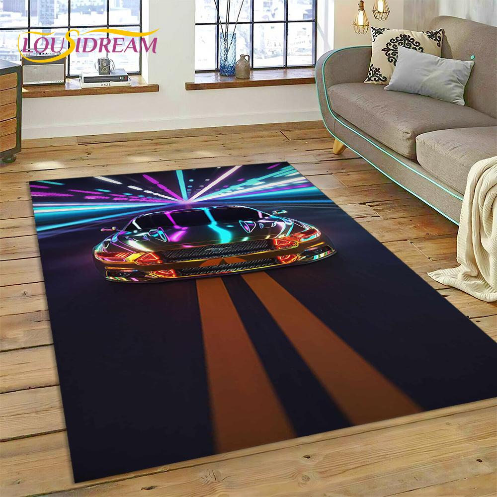 Classics 3D F-Ford GTR Mustang Car Rug Carpet for Living Room Bedroom Home Decor,Floor Mat Non-slip Decoration for Sofa Doormat